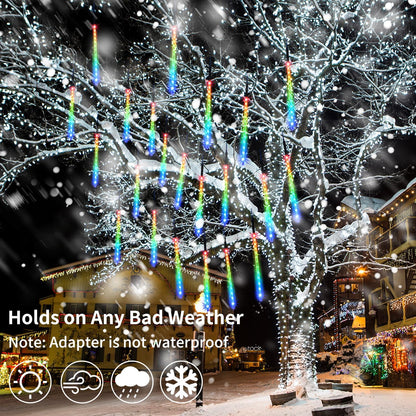 Christmas Meteor Shower Rain Lights, 10 Tube 12 Inch 240 LEDs Icicle Outdoor Raindrop for Xmas Halloween Wedding Party Tree Holiday Decoration, Colorful