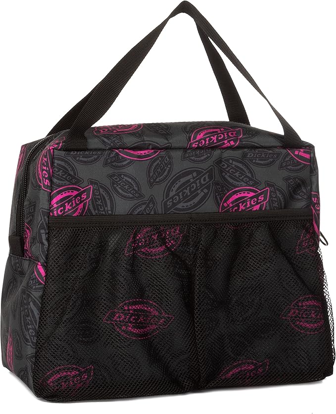 Dickies Insulated Lunch Bag Holder for Work, Thermal Reusable Office Lunch Box for Men, Women (Hot Pink Love Print)
