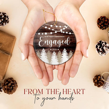 Engagement Gifts for Couples - Our First Christmas Engaged 2024, 1st Christmas Ornament, Wedding Ornaments for Bride, Newlywed, Bridal Shower Gift - Newlywed Keepsake Ornament