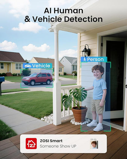ZOSI H.265+ 16 Channel Security Camera System with AI Human Vehicle Detect, 16CH Surveillance DVR and 8 x 1080p CCTV Weatherproof Dome Camera Outdoor, 80ft Night Vision, 105°Wide Angle, 4TB Hard Drive