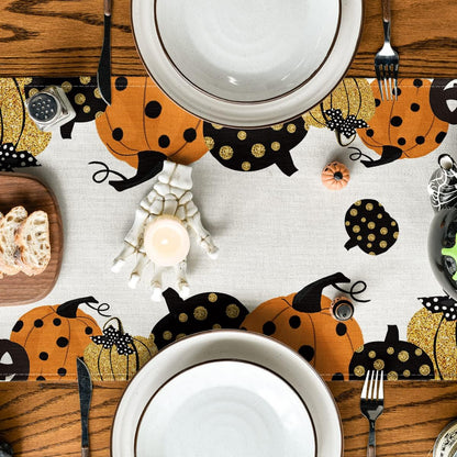 Artoid Mode Halloween Jack-O-Lantern Pumpkin Table Runner, Holiday Kitchen Dining Table Decoration for Indoor Outdoor Home Party Decor 13 x 120 Inch