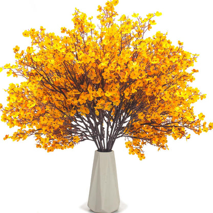 10Pcs Artificial Babys Breath Flowers, Orange Fall Flowers, Fake Silk Flowers for Home DIY Floral Arrangement Table Centerpiece Fall Thanksgiving Autumn Decoration