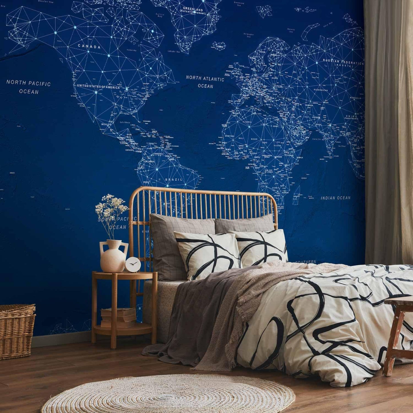 artgeist Wall Mural World Map 135x101 in - XXL Peel and Stick Self-Adhesive Wallpaper Removable Large Sticker Foil Wall Decor Print Picture Image Design Map of The World k-A-0125-a-a