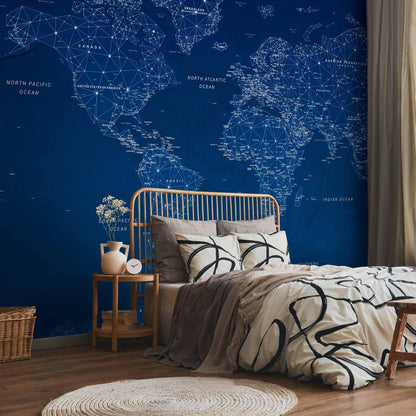 artgeist Premium Wall Mural World Map 138x101 in - XXL Non-Woven Wallpaper Fleece Wall Decor Photo Print Picture Image Design Home Map of The World k-A-0125-a-a
