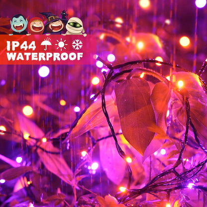 JMEXSUSS 200 LED Orange and Purple Halloween Lights, 66ft Connectable Halloween Lights Outdoor Waterproof, 8 Modes Plug in String Light for Tree Yard Garden Indoor Outdoor Decor