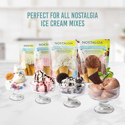 Nostalgia 2-Quart Electric Ice Cream Maker – Make Homemade Ice Cream, Gelato, Sorbet & Frozen Yogurt – No Salt/Ice Needed, Digital Controls, Mix-In Chute & Freezing Gel Canister – Stainless & Aqua
