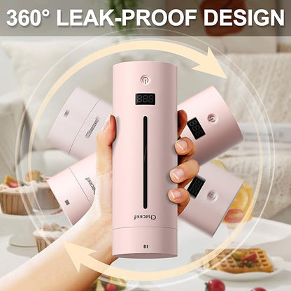 CHACEEF Travel Kettle 𝐔𝐩𝐠𝐫𝐚𝐝𝐞𝐝, Portable Electric Kettle, 350ml Small Electric Kettle with 5 Variable Presets, 304 Stainless Steel Hot Water Boiler with Auto Shut-Off & Boil Dry Protect, Pink