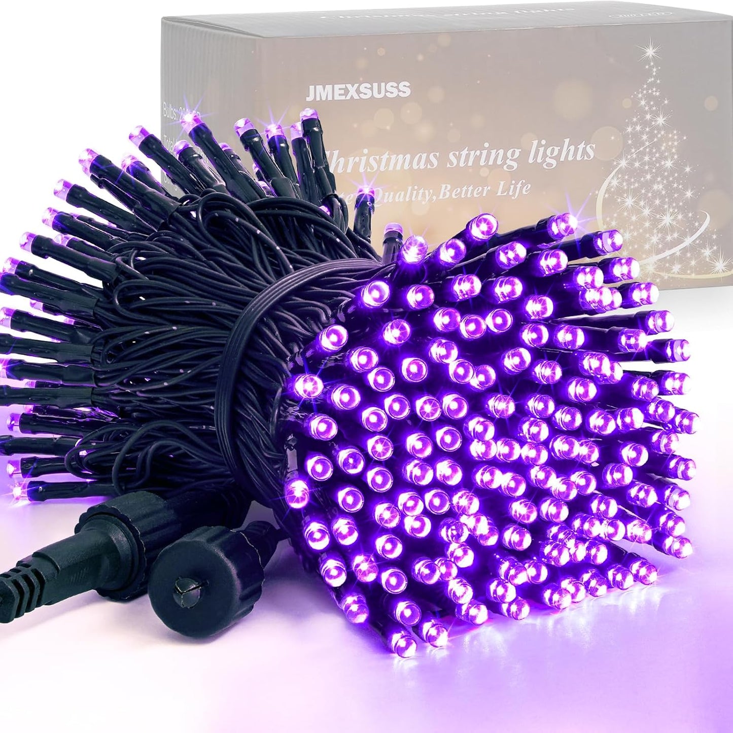 JMEXSUSS 200 LED 66ft Purple Halloween Lights, Connectable Halloween String Lights Plug in, 8 Modes Outdoor Christmas Tree Light for Patio Party Indoor Christmas Ceiling Room Decor