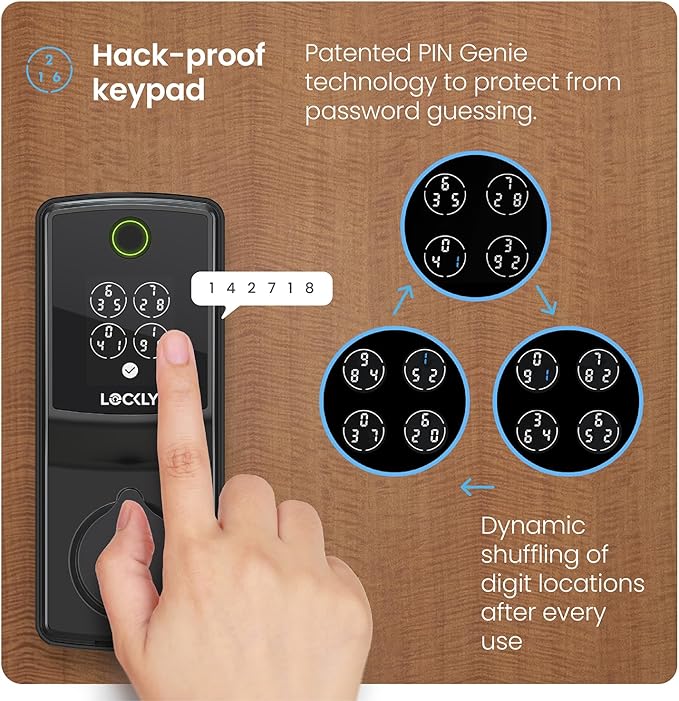 Lockly Secure Pro (Latest Version), Smart Lock with Built-in Wi-Fi, New-Gen Fingerprint Door Lock, Keyless Entry Deadbolt, PIN Genie Keypad, Auto Lock, App Remote Control, Easy Installation