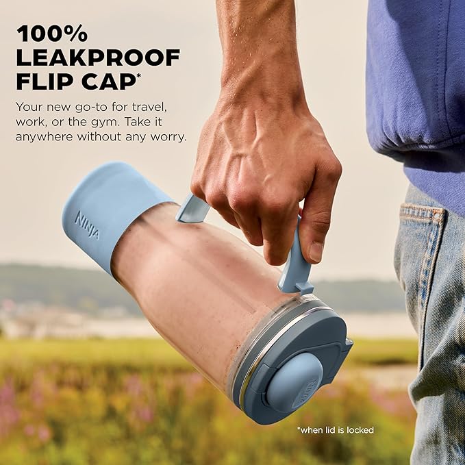 Ninja BlendBOSS | Personal Smoothie Tumbler | 26oz Travel Tumbler w/Leakproof Lid, Detachable Straw & Integrated Chug Spout | Dishwasher Safe & BPA Free | Cyberspace | XSKDB326SLCY| 2025