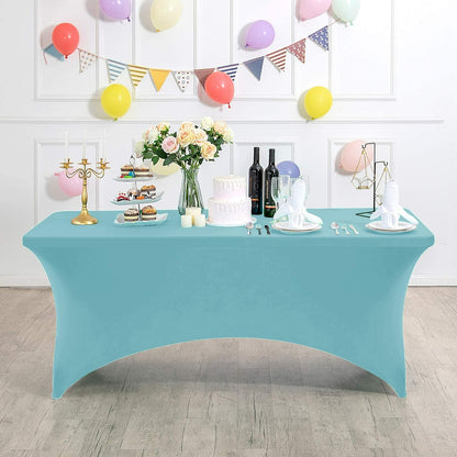 Spandex Table Cover for 6Ft or 4fT or 8ft Table Universal Fitted Stretch Tablecloth for Party, Banquet, Wedding and Events-Aqua