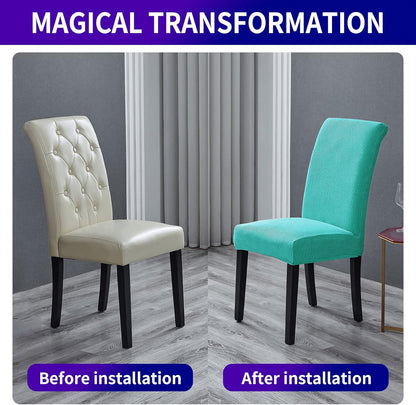 Howhic Stretch Chair Covers for Dining Room Set of 4, Removable Washable Dining Room Chair Covers, Dining Chair Slipcovers Seat Protector, Great for Home and Banquet Decoration (Turquoise, 4 Pack)