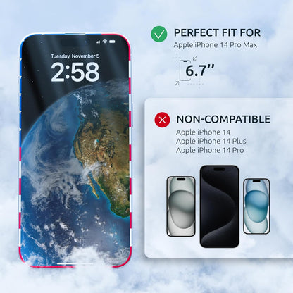 Screen Protector for iPhone 14 Pro Max - 2 Pack (USA Flag & Classic Black) Tempered Glass 9H Hardness, Full Coverage, Anti-Fingerprint Coating for iPhone 14 Pro Max Screen Protector