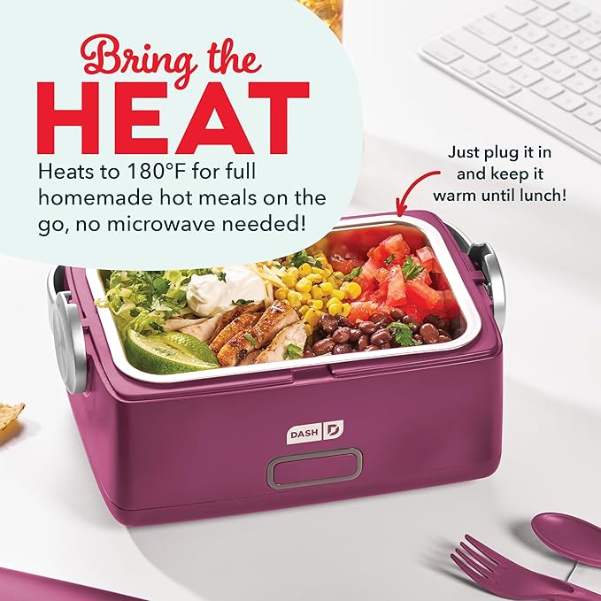 DASH Hot2Go™ Personal Food Warmer (30 Ounces, with spoon & fork) - Berry