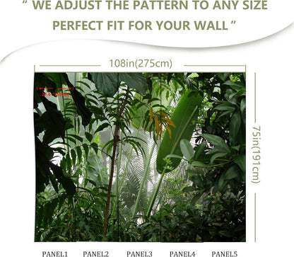 Tropical Jungle Green Leaf Mural Wallpaper for Bedroom Living Room (Not Peel n' Stick)