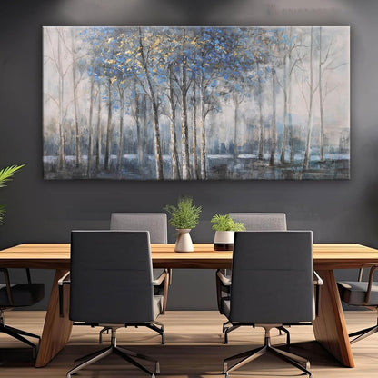 Canvas Wall Art Decor Pictures Wall Decor Prints Modern Wall Art Decor Large Gold Wall Art Blue Grey Misty Botanical Textured Artwork for Walls For Room Living Room Bedroom Office Wall Decor 29"X58"