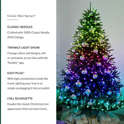Balsam Hill 7.5 ft Pre-Lit Classic Blue Spruce - Artificial Christmas Tree with 540 Twinkly Lights, Easy Plug Technology, Premium Stand & Storage Bag for Indoor Holiday Decorating