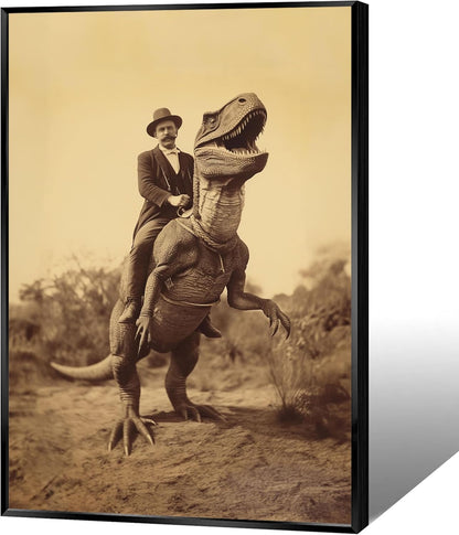 Goth Decor Antiqued Wicca Art Poster Dark Academy Dinosaur And Cowboy Canvas Wall Art Horror Posters Spooky Indoor Art Family Bedroom Office Space Decor 24X36inch Aluminum Framed