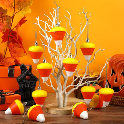 JULMELON 24Pcs Halloween Hanging Ornaments Candy Corn Decorations Halloween Tree Decoration Candy Corn Ornaments for Home Party Decor