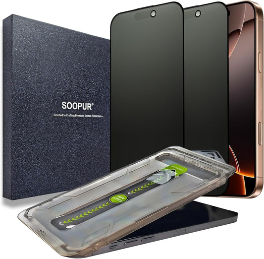 2 Pack Matte Privacy Screen Protector for iPhone 16 Pro Max, [Auto-Dust Removal and Auto-Alignment] Anti-Spy Anti-Glare Anti-Fingerprint Tempered Glass Film, Smooth & Sensitive Touch