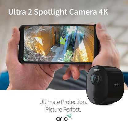 Arlo Ultra 2 Spotlight Camera 4K HDR (Camera only, SmartHub Sold Separately & is Required to Operate | Wireless Home Security Camera | Color Night Vision, Motion Sensor, 180º View, 2-Way Audio, Black