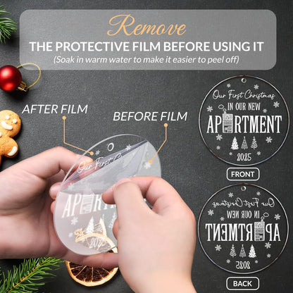 Our First Christmas in Our New Apartment 2025 Xmas Ceramic Ornament - Apartment Decor House Warming Gifts 1st Apartment Christmas Ornament Idea for New House Housewarming Couple & Family Xmas Gifts