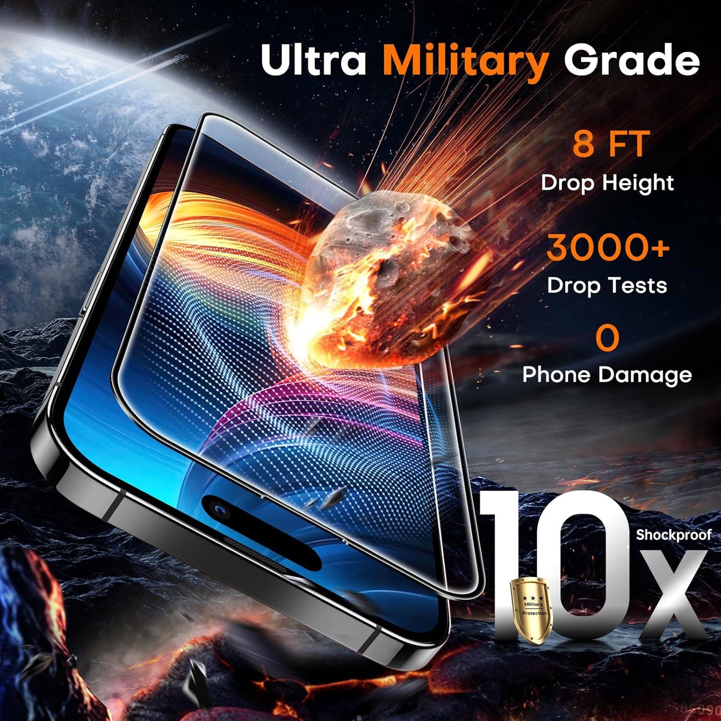 TOCOL for iPhone 16 Plus Screen Protector/iPhone 15 Plus Screen Protector 9H Hardness Military Grade Shatterproof HD Tempered Glass Full Coverage Easy Installation Case Friendly 2 Pack