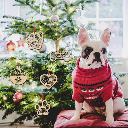 Personalized Wooden Dog Cat Paw Christmas Ornaments 2025 Custom Wood Pet Name Ornament Customized Memorial Dog Hanging Ornament Decoration Gift for Xmas Tree
