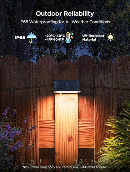 Govee Outdoor Deck Lights, RGBIC Outdoor Lights with 4000K White Light, IP65 Smart Fence Lights with App Control, Voice Control, LED Path Light for Outdoor Decor,Wired 6 Packs (32.8ft)