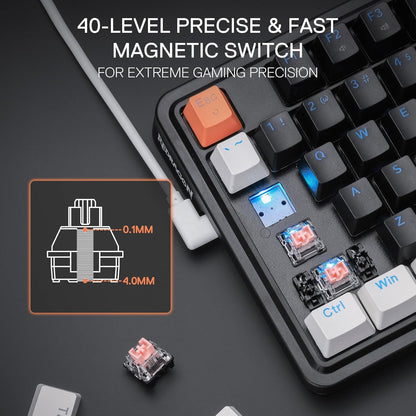 Redragon K714 Rapid Trigger HE Gaming Keyboard, 75% 81 Keys Wired Mechanical Keyboard w/Hyper-Fast Actuation Magnetic Switch, Actuation Point Adjustable, 8K Hz Polling Rate, Dedicated Control Knob