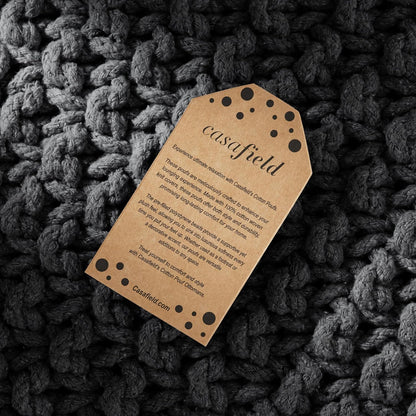 Casafield Square Pouf Ottoman, Black - 18.5" W x 18.5" D x 14.5" H Cotton Knit Foot Stool - Boho Floor Pouffe for Living Room, Bedroom, Home Office