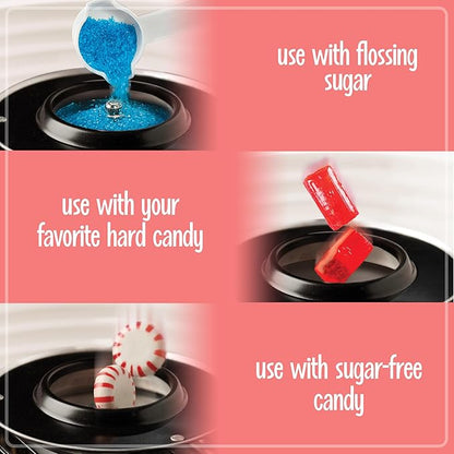 Nostalgia Retro Hard and Sugar Free Countertop Original Cotton Candy Maker, Includes 2 Reusable Cones and Scoop – Red