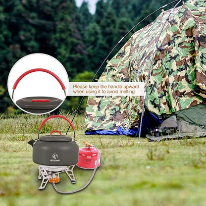 REDCAMP 0.8L Mini Outdoor Camping Kettle, Aluminum Water Pot with Carrying Bag, Lightweight Compact Tea Kettle