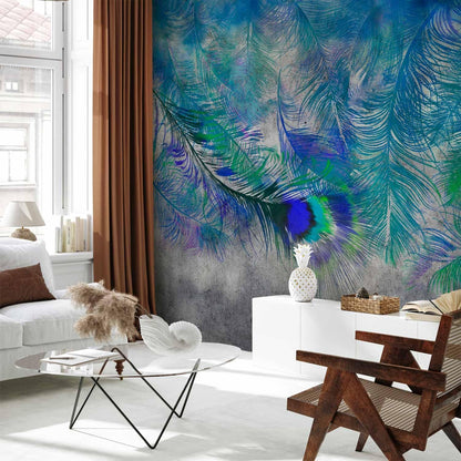 artgeist Premium Wall Mural Cement Feather 177x124 in - XXL Non-Woven Wallpaper Fleece Wall Decor Photo Print Picture Image Design Landscape Colorful Abstract n-A-1488-a-a