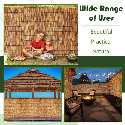 Barydat 3 Pcs 4 x 16.4 ft Bamboo Privacy Screen, Reed Fence Roller Patio Decorative Fences Reed Screen Curtain for Garden Backyard Patio Balconies