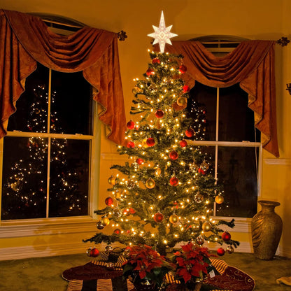Lighted Christmas Tree Topper, Bethlehem Star Treetop with 41LED Warm White Fairy Lights, Holiday Christmas Tree Decoration.