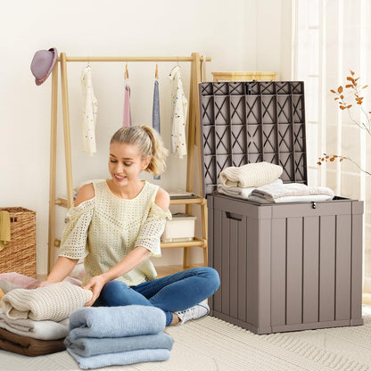 DRATO 50 Gallon Deck Box, Outdoor Storage Box for Patio Cushion, Sports Equipment, Garden Tools, Waterproof Patio Storage box, Lockable (Light Brown)