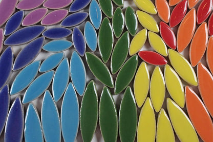 VerzTile Mosaic Tiles for Crafts - Petal Shaped Ceramic Tile Craft Hobbies & Art Projects 39 Color Options Endless Creativity DIY Design (Multi Color Mix (7))