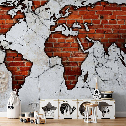 artgeist Wall Mural World Map 197x138 in - XXL Non-Woven Wallpaper Fleece Wall Decor Photo Print Picture Image Design Map of The World k-A-0495-a-a