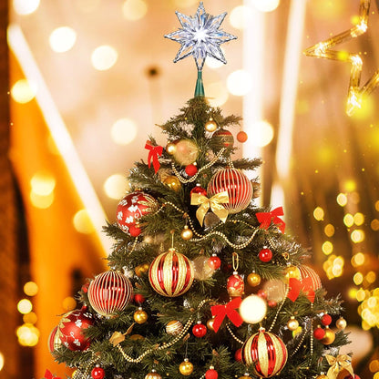 ODEETRONIC Christmas Tree Topper Star, 8in 120V UL Certified Double Sided 8-Point Star Christmas Treetop Lights, Indoor Lighted Christmas Tree Decorations for Xmas Home Party Wedding Decor, Cool White
