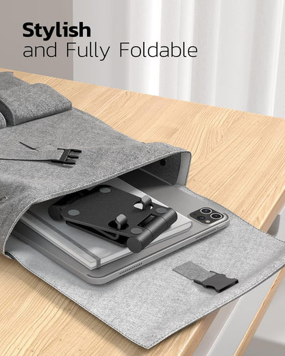 Nulaxy 2 Pack Dual Folding Cell Phone Stand, Fully Adjustable Foldable Desktop Phone Holder Cradle Dock Compatible with Phone 16 15 14 13 12 Pro Xs Xs Max Xr, All Phones, Black&Gold