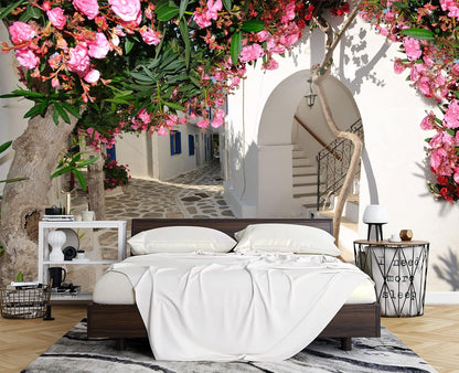 Traditional Backalleys of Amorgos Greece Wall Mural Wallpaper for Bedroom 178" x 117"