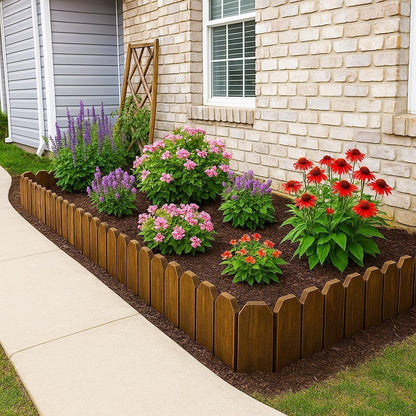 Wood Garden Edging, Wooden Fence Border Decorative Small Picket Panels for Flower Bed Barriers and Landscape Fencing (5.9" H x 47" L, 1 Pack)