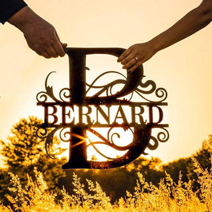 Custom Metal Last Name Monogram Sign – Personalized Wedding, Housewarming, or Outdoor Wall Decor