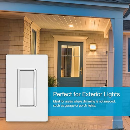 Lutron Claro Smart Light Switch for Caseta Lighting, for LED Lights, Fans, 5 Amp, Single-Pole/3-Way, Neutral Required, DVRF-5NSS-WH-2, White, 2 Pack