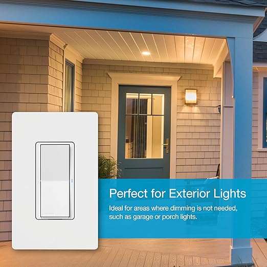 Lutron Claro Smart Light Switch w/ Wall Plate for Caseta Lighting, for LED Lights, Fans, 5 Amp, Single-Pole/3-Way, Neutral Required, DVRFW-5NS-WH-A, White