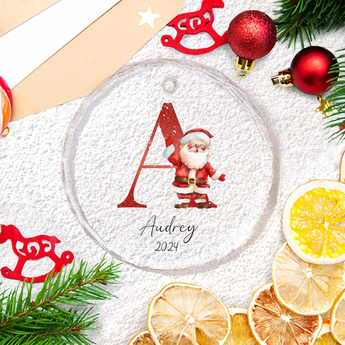Personalized Christmas Ornaments with Initial Name, Acrylic Custom Monogram Initial A-Z Christmas Ornament 2025 for Kids Family Friends, Customized Letter Name Ornaments for Christmas Tree Decorations