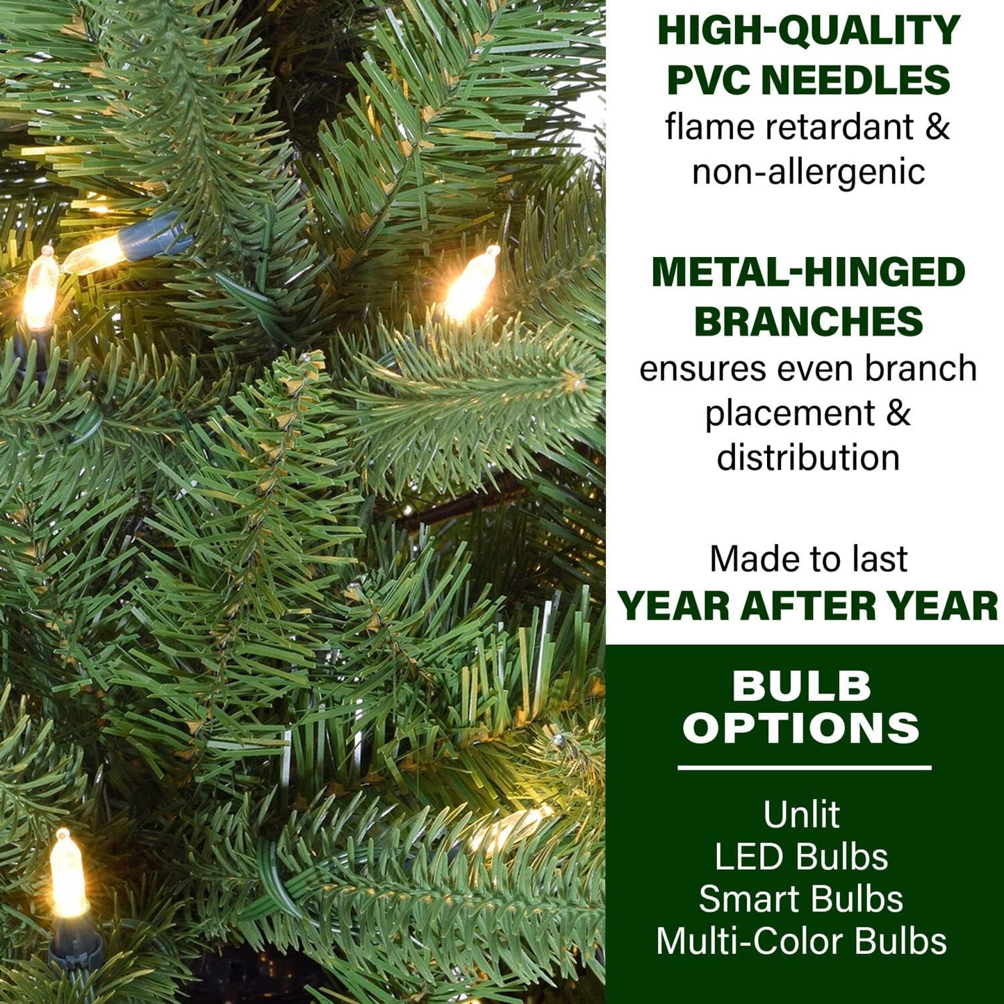 Fraser Hill Farm 7.5-ft. Winter Falls Slim Christmas Tree with 8 Function Dual Multicolor & Warm White LED Lights, Artificial Tree