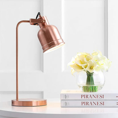 JONATHAN Y 18" Copper Metal LED Task Lamp, Modern Industrial Adjustable Desk Lamp with Swinging Shade for Home Office or Bedroom, UL Listed, LED Bulb Included JYL6112A