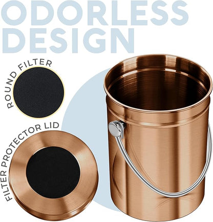EPICA Countertop Compost Bin Kitchen | 1.3 Gallon | Odorless Composting Bin with Carbon Filters | Indoor Compost Bin with Lid | Stainless Steel Kitchen Composter for Food Scraps & Waste Recycling